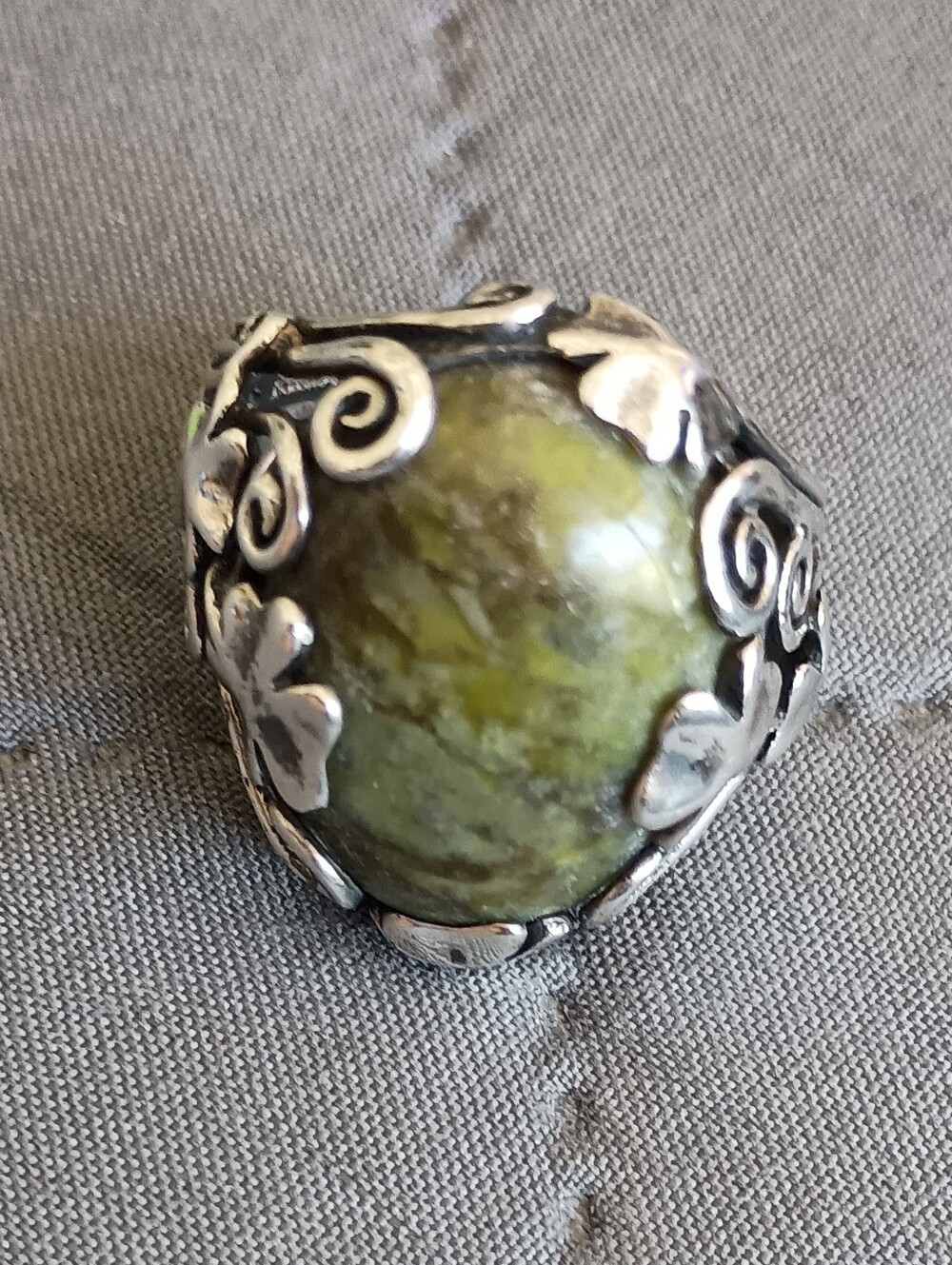 .925 SS Connemara Marble Ring, Size 8